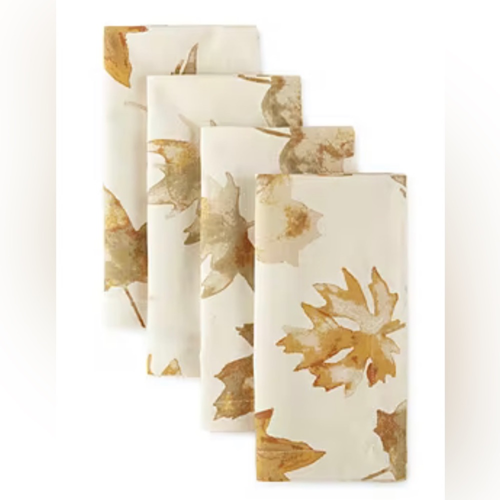 Set of 4 Leaf Pattern Cloth Napkins
